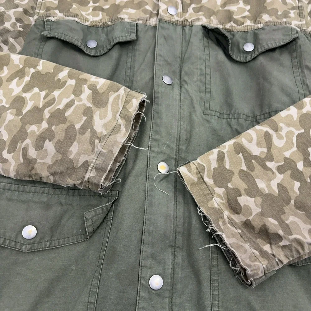 Nike Jacket Womens S Green Cotton Camo Ripstop Utility Hooded Military Gorpcore‎